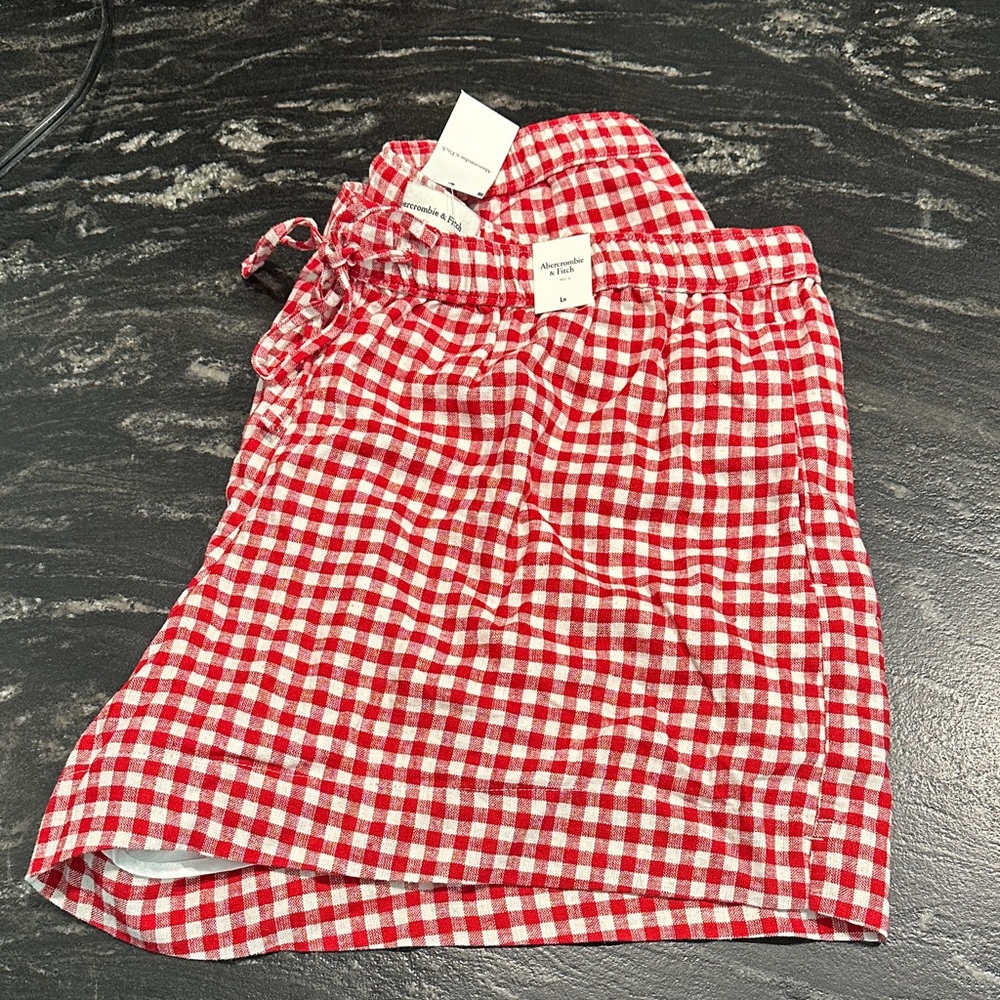 Abercrombie Red and White Gingham Shorts